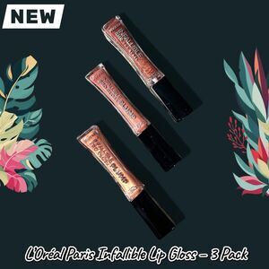 L’Oréal Paris Infallible Plump Pro Gloss – 3-Piece Set (NWT, Full Size)